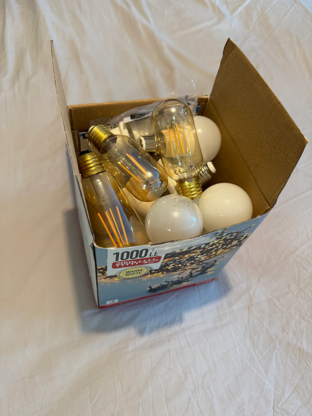A box of lightbulbs